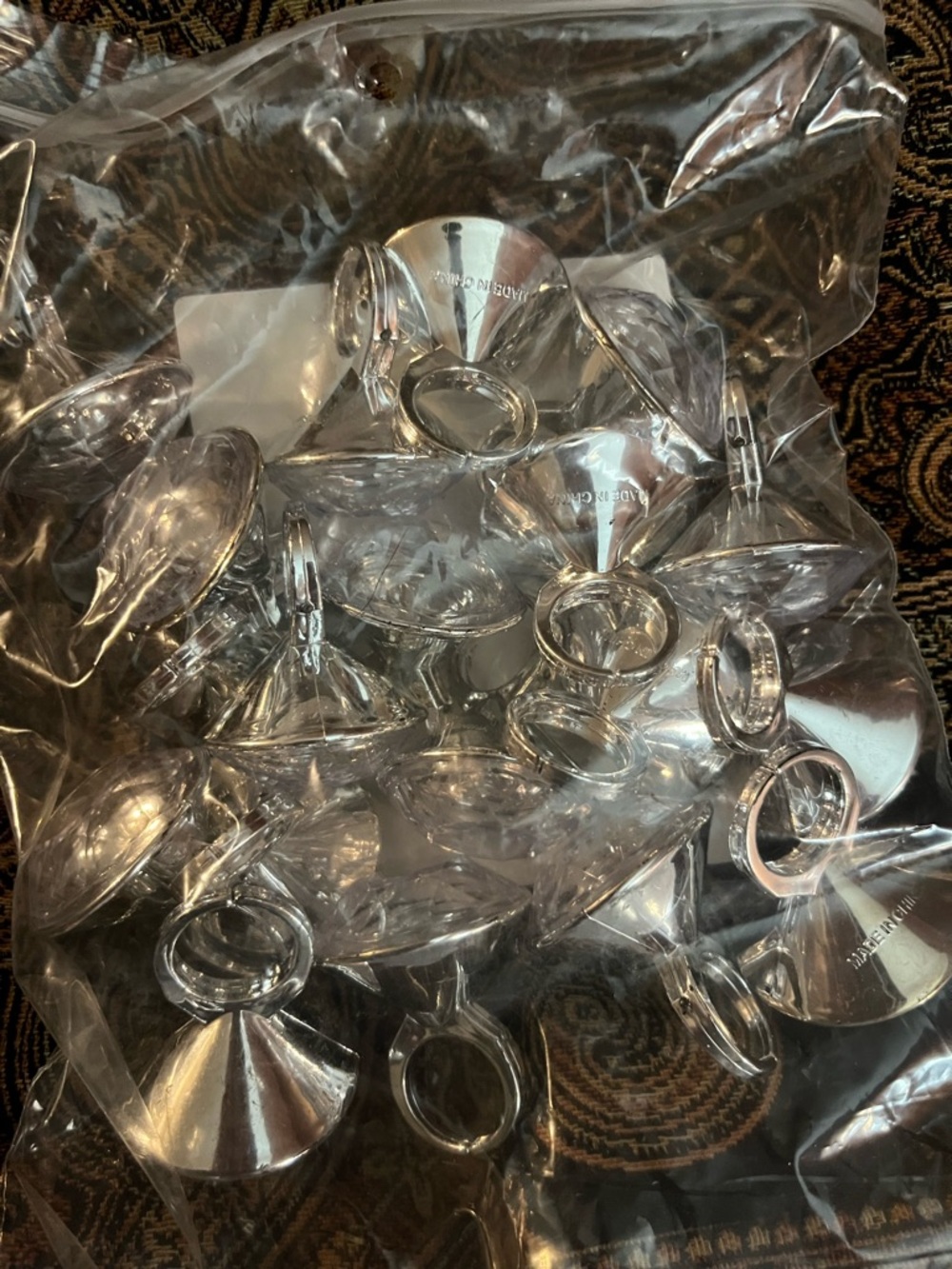Clear Acrylic Engagement Rings- Silver Finish - Picture 2 of 4
